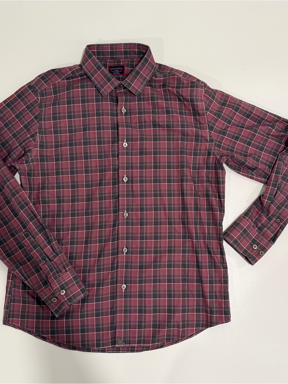 UNTUCKit Men's Size L Large Shirt Slim Fit Wrinkle Free Plaid Button Up
